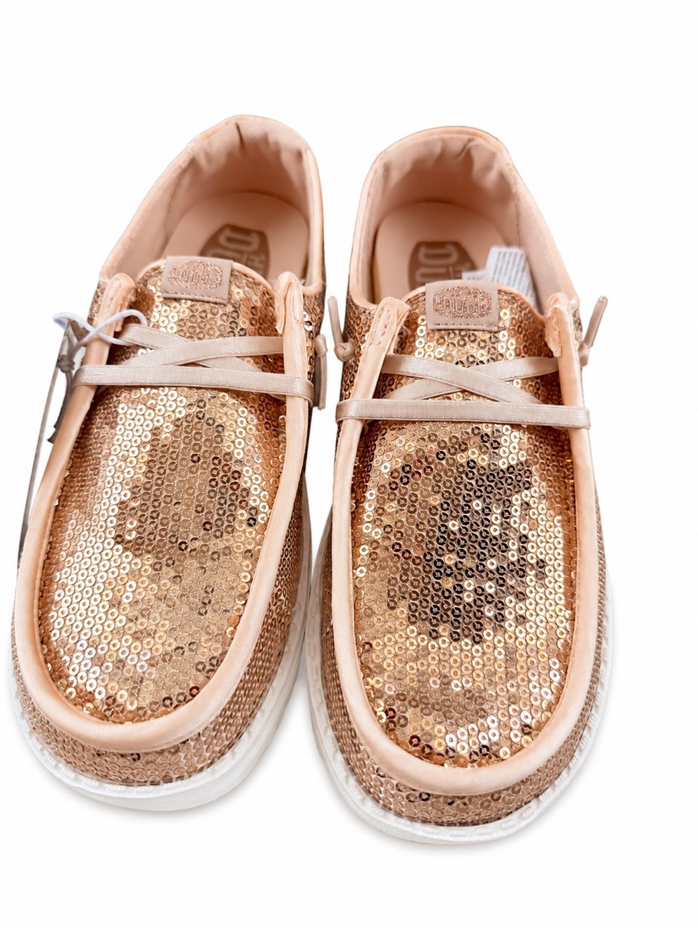Hey Dude Women's Sequin Slip-On Loafers in Rose Gold